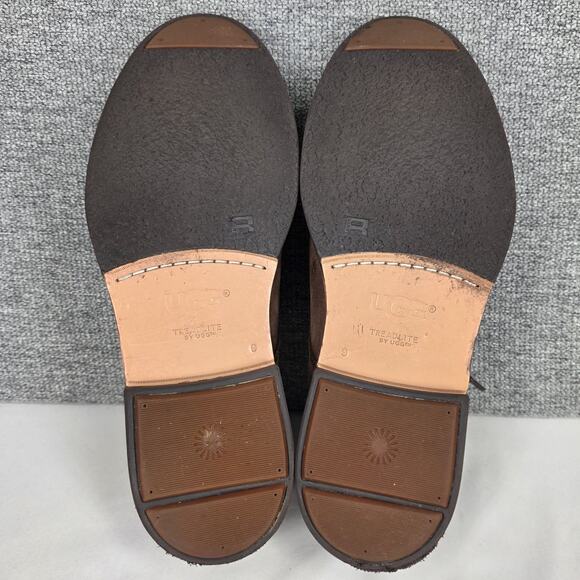 UGG TREADLITE BURNISHED LEATHER LACE‑UP CASUAL SHOES – BROWN – MEN’S SIZE 9 main image 12